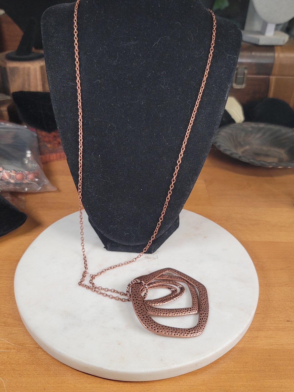 paparazzi Copper-Tone Layered Geometric Pendant Necklace